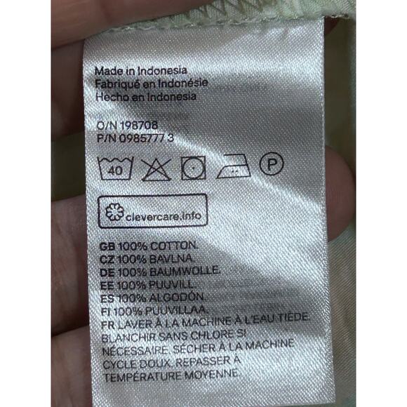 H&M Smocked Bodice Sundress M Light Green Floral Midi WovenCotton Unlined Boho - Picture 6 of 8